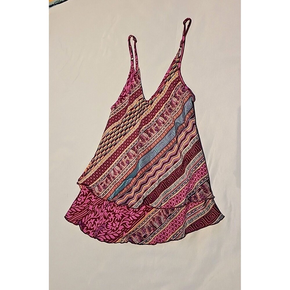 Uzbec Interior Liner Style INDIAN FANCY 100%  SILK PRINTED  TOP  SZ. S